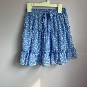 Sienna Sky Blue Floral Mini Skirt